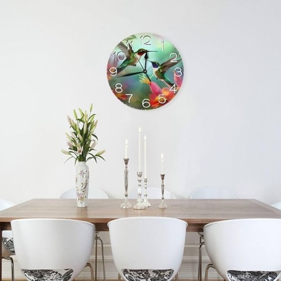 Hummingbirds Decorative Silent Clock 10” - New - Picture 4 of 6